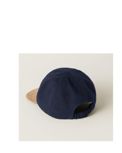 Miu Miu Blue Denim And Corduroy Baseball Cap