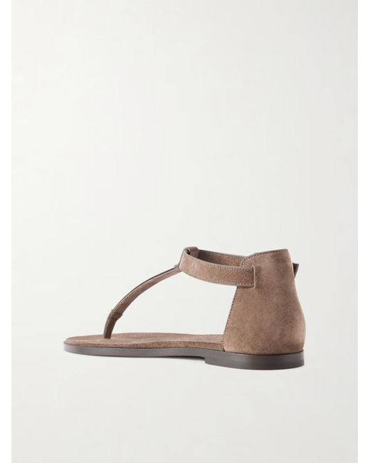 Brunello Cucinelli Brown Round-Toe Flat Sandals