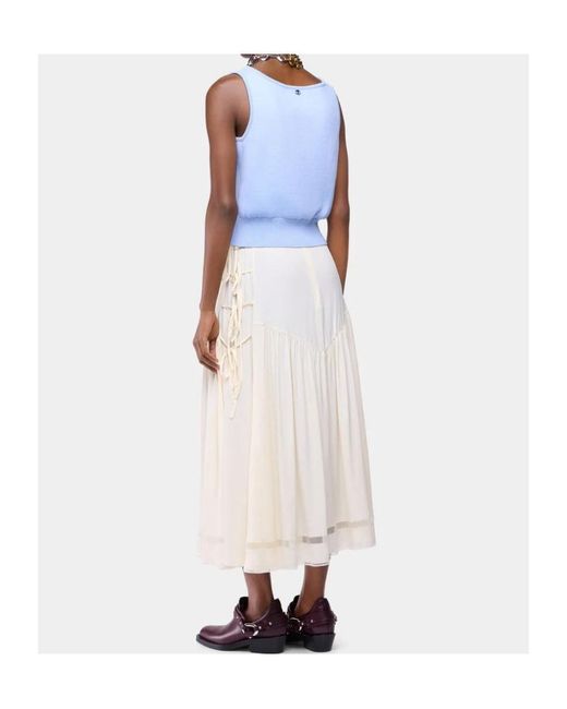 Rabanne Blue Floral-Embroidery Tank Top