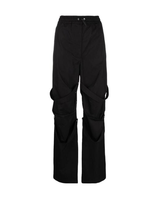 Palm Angels Black Logo-Print Straight-Leg Trousers