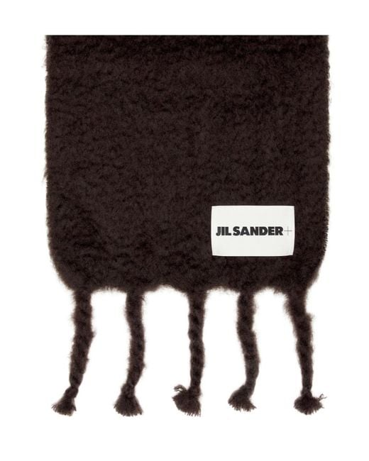 Jil Sander Black Fringed-Edges Scarf