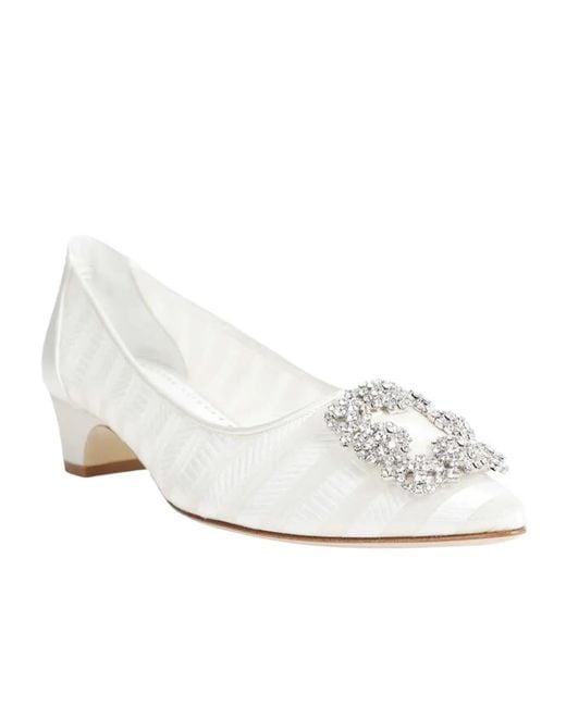 Manolo Blahnik White Pointed-Toe High Heels