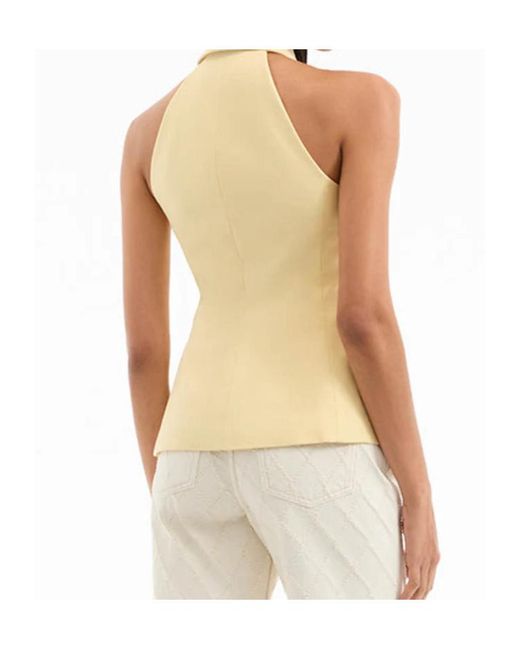Veronica Beard Yellow Orlinda Linen-Blend Twill Vest