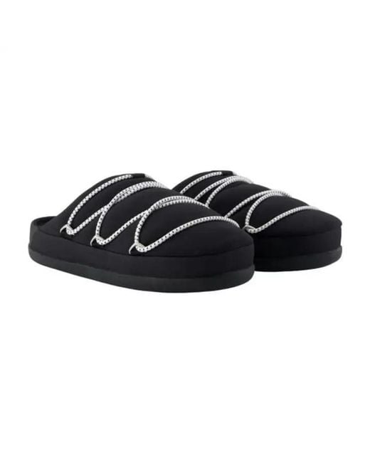 Moon Boot Black Logo-Embellished Slippers