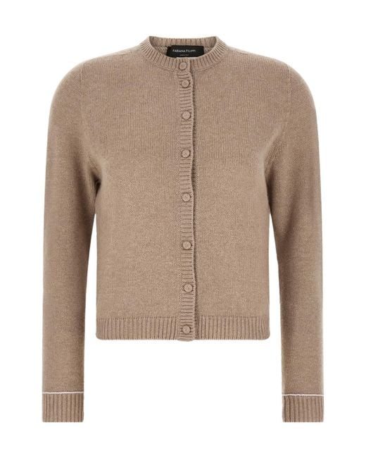 Fabiana Filippi Natural Covered Buttons Cardigan