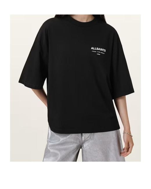 AllSaints Black Organic Cotton Under Amelie T-Shirt