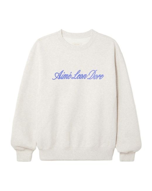 Aimé Leon Dore White Logo-Print Cotton-Jersey Sweatshirt
