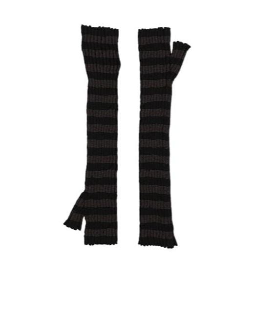 MM6 by Maison Margiela Black Striped Knitted Gloves