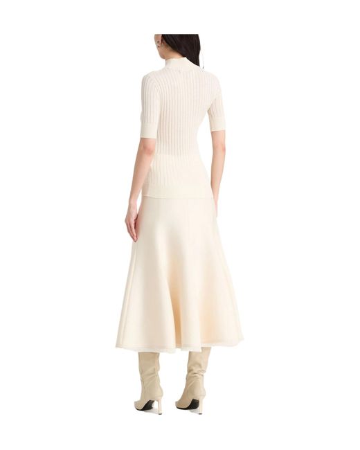 Max Mara White Turtleneck Short-Sleeve Ribbed Knit Top