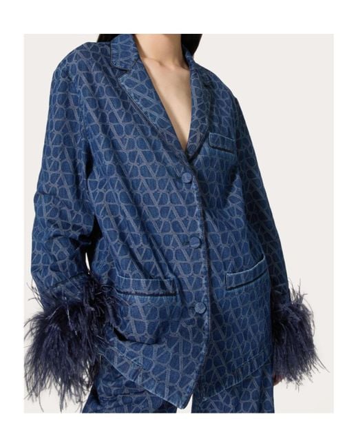 Valentino Blue Toile Iconographe Oversized Denim Jacket