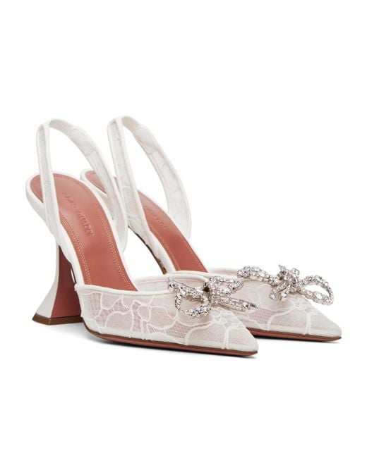 AMINA MUADDI Metallic Rosie Lace Sling 95 Pointed-Toe High-Heeled Sandals