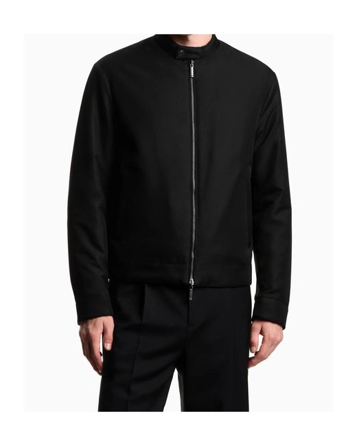 Emporio Armani Black Long Sleeve Cotton Coat for men