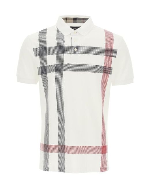 Barbour White Check Detailed Short-Sleeved Polo Shirt for men