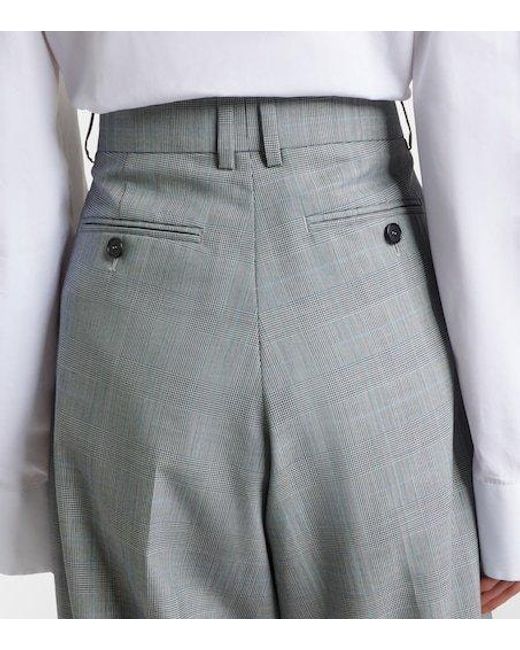 Givenchy Gray Checked Wool Wide-Leg Pants