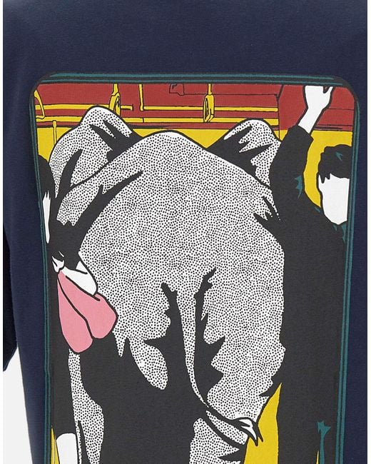KENZO Blue Paris Logo Printed Crewneck T-Shirt for men