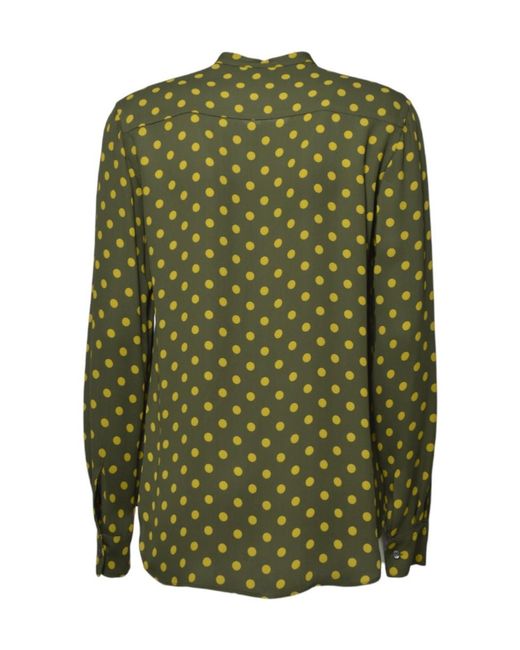 Aspesi Green Polka Dot Viscose Crepe Shirt
