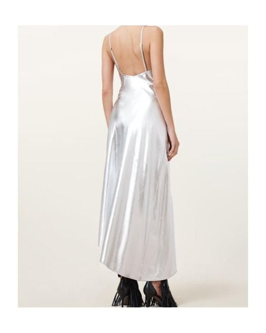 AllSaints White Alexia Strappy Asymmetric Dress