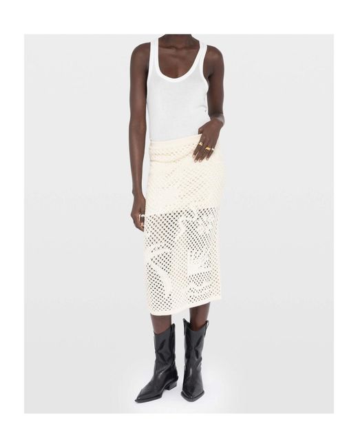 Zadig & Voltaire Natural Open-Knit Midi Skirt