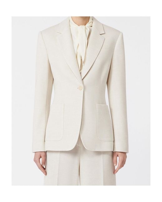 Max Mara White Utilita Single-Breasted Blazer
