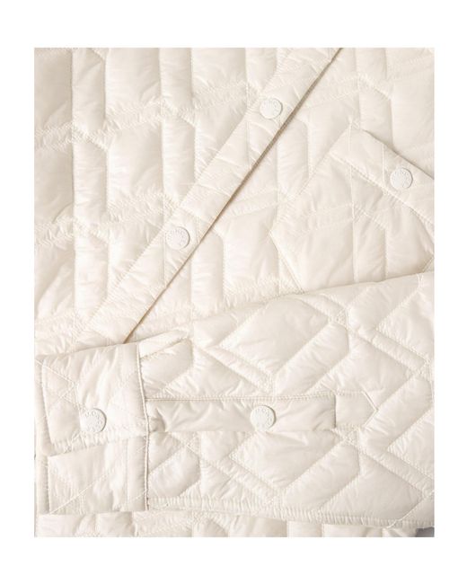 Moncler White Quilted Check Shirt Down Jacket