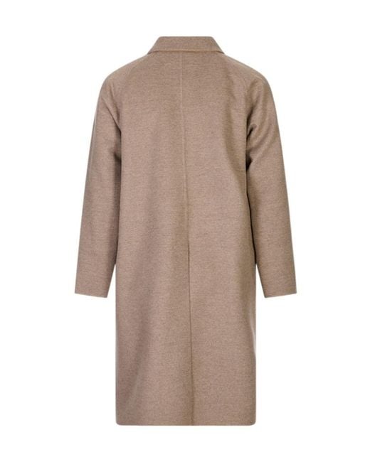Kiton Brown Concealed-Front Coat for men