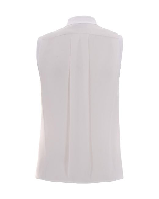 Elisabetta Franchi White Draped High-Neck Top