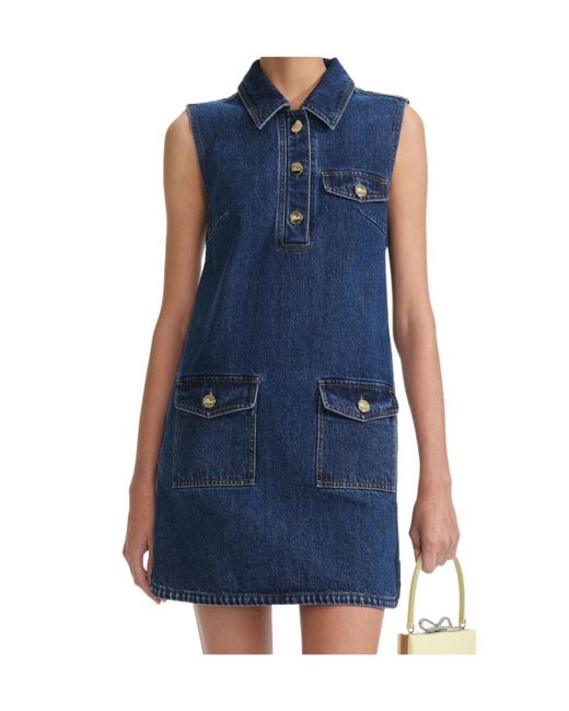 Self-Portrait Blue Denim Sleeveless Mini Dress