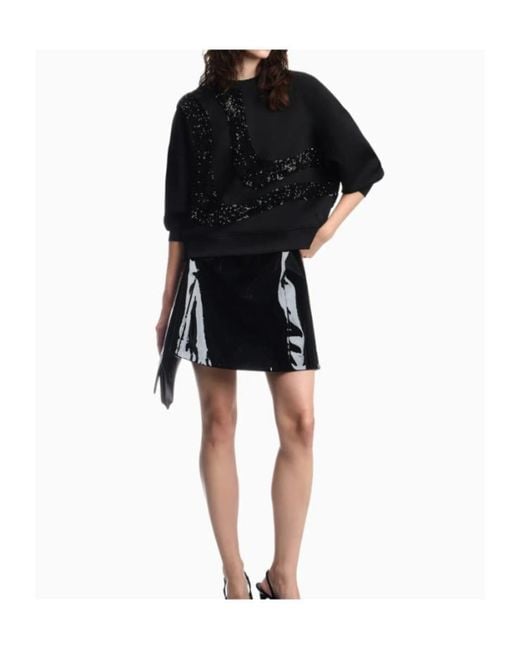 Emporio Armani Black Embellished Crewneck Sweatshirt