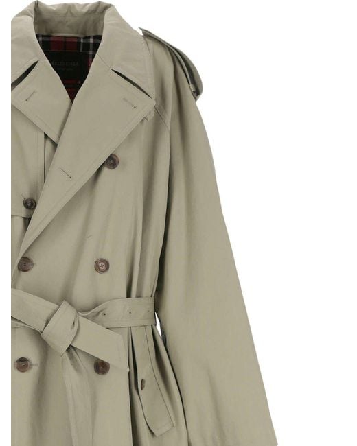 Balenciaga Natural Double-Breasted Belted Coat for men