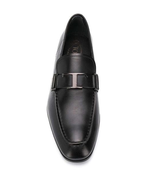 Tod's Black Timeless T Plaque Loafers for men
