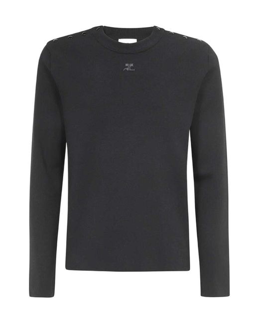 Courreges Black Logo-Patch Buttoned Jumper for men