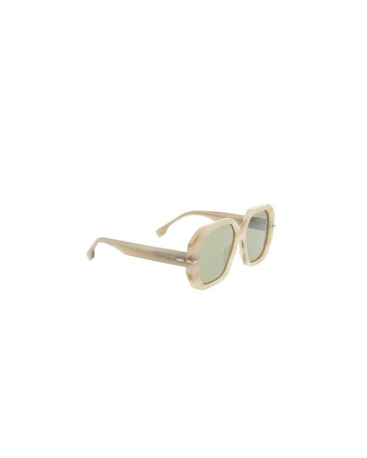 Fendi White Eyewear Selleria Geometric Frame Sunglasses