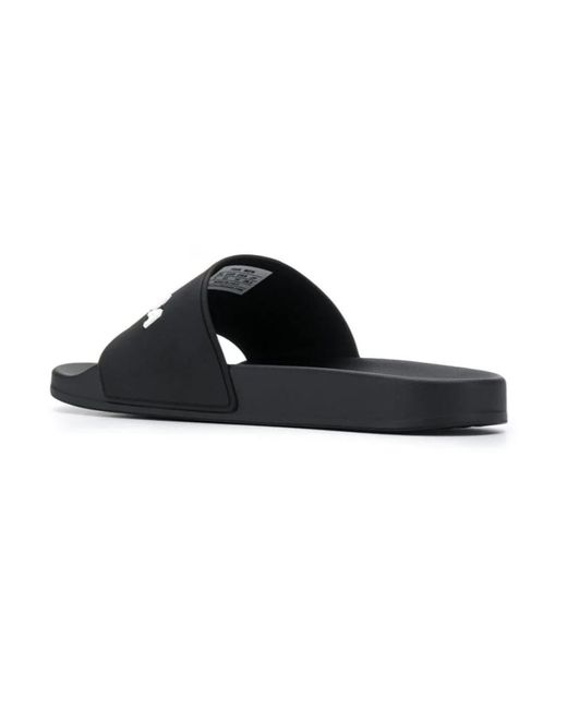 Balenciaga Black Logo Printed Pool Slides for men