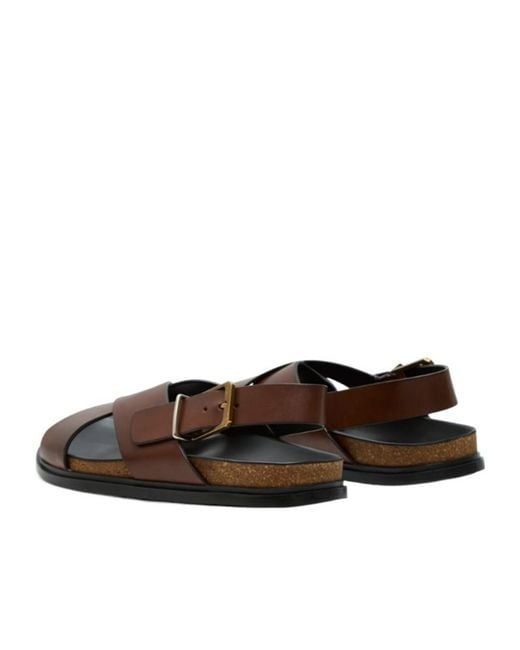 The Row Brown Crossover-Strap Buckle-Fastening Sandals