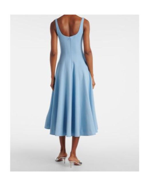 Emilia Wickstead Blue Collins Pleated Wool Crêpe Midi Dress