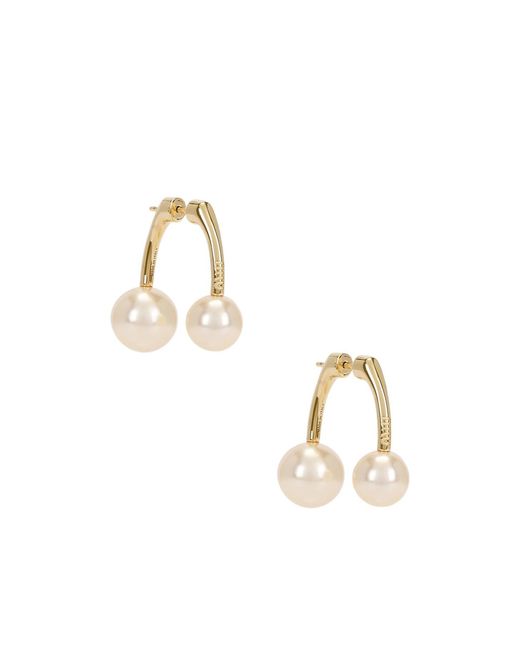 Miu Miu Metallic Faux Double-Pearl Earrings