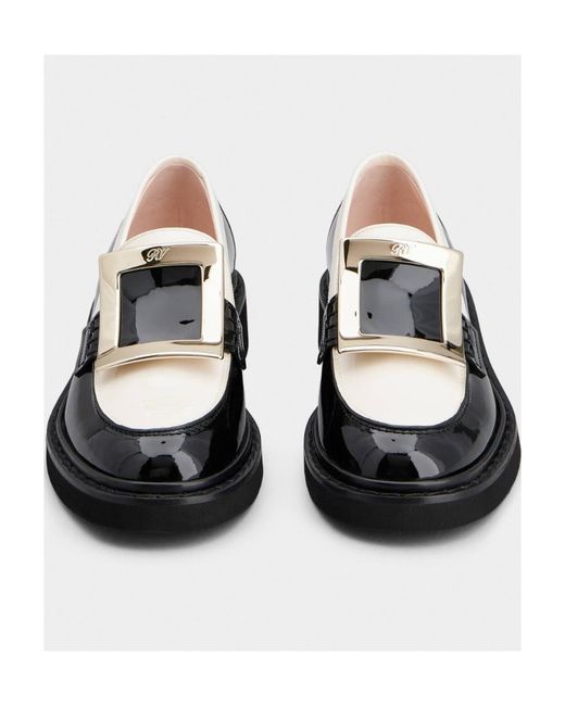 Roger Vivier Black Viv' Rangers Embellished Buckle Loafers