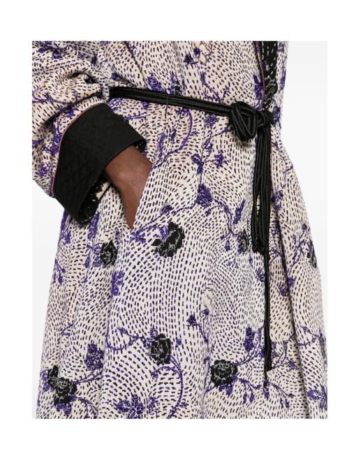 Forte_forte Gray Floral-Print Belted Coat