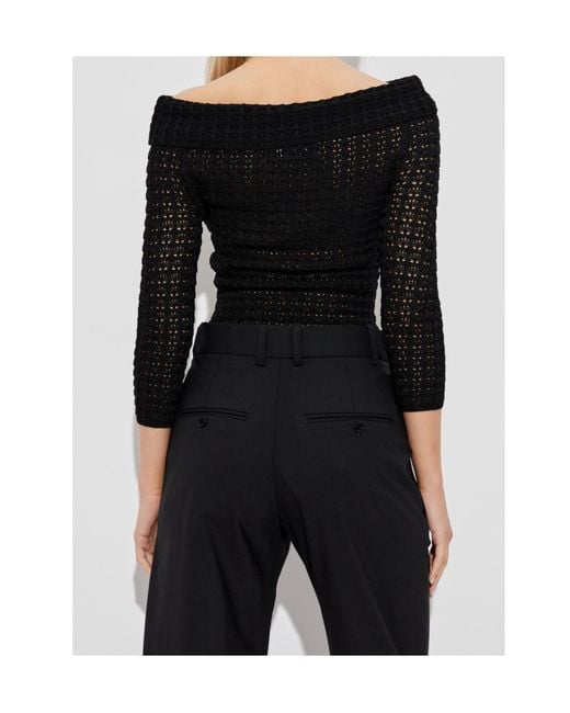 Isabel Marant Black Off-Shoulder Knitted Top