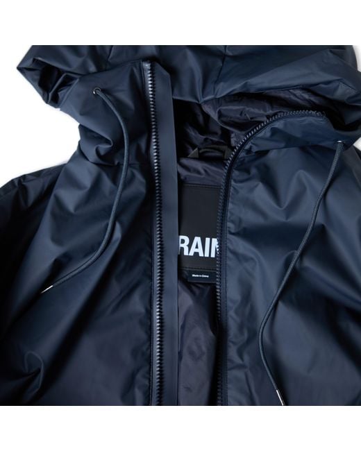 Rains Blue Lohja Hooded Padded Jacket With Zipper for men