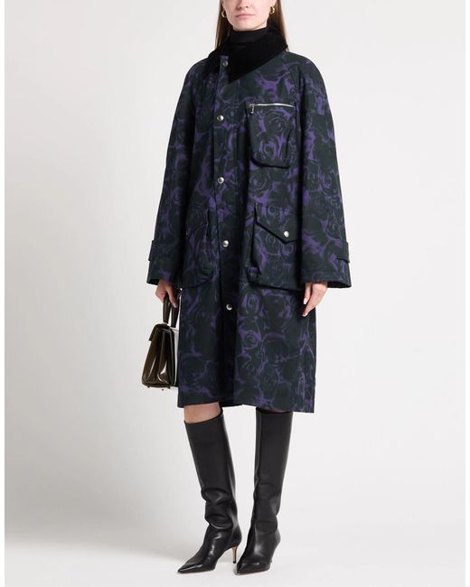 Burberry Blue Floral Print Long Coat
