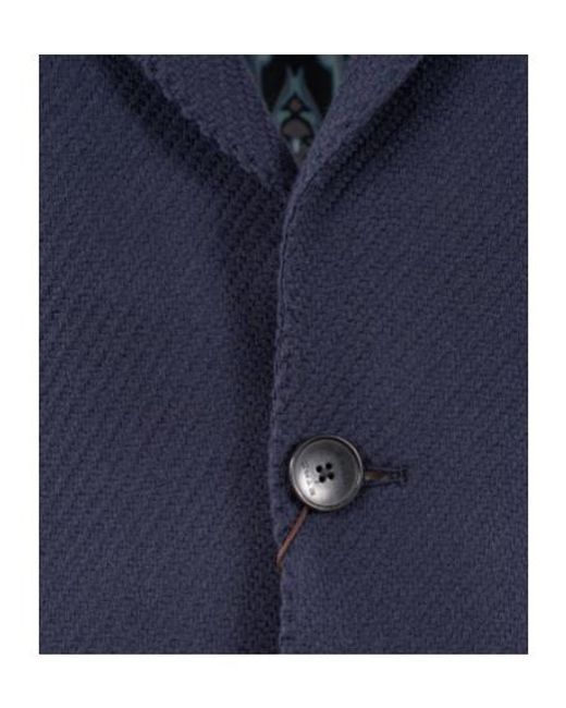 Etro Blue Notched Patterned Blazer for men