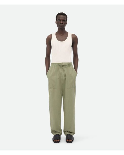 Bottega Veneta Green Light Cotton Twill Trousers for men