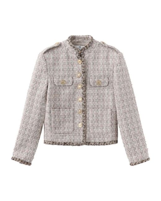 Marissa Chiara Gray Stand Collar Lace Jacket