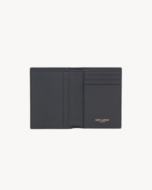 Saint Laurent Gray Tiny Cassandre Credit Card Wallet for men