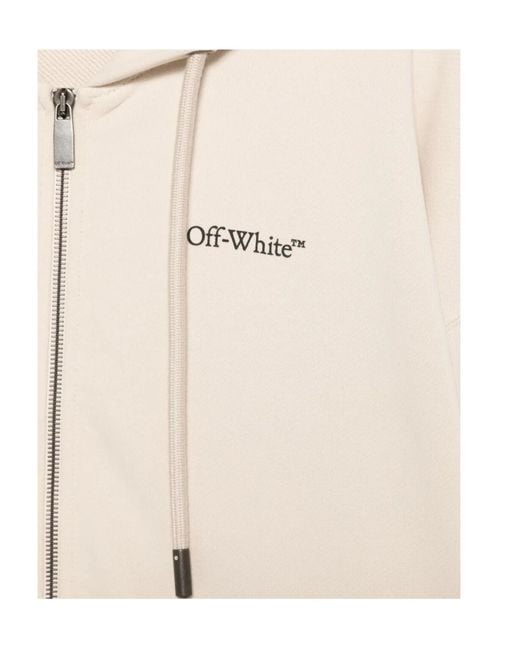 Off-White c/o Virgil Abloh Natural Zip-Up Drawstring Hoodie for men