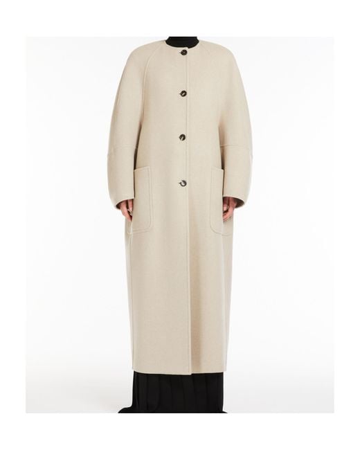 Max Mara Natural Buttoned Long-Sleeved Coat