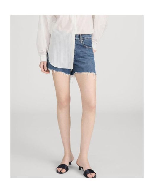 FRAME Blue The Long Hang Shorts