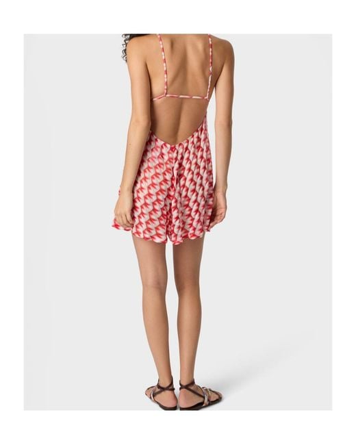 Missoni Red Tie-Front Graphic Beach Jumpsuit