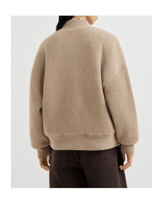 Brunello Cucinelli Brown Cashmere English-Rib-Knit Bomber Jacket With Thermore Padding
